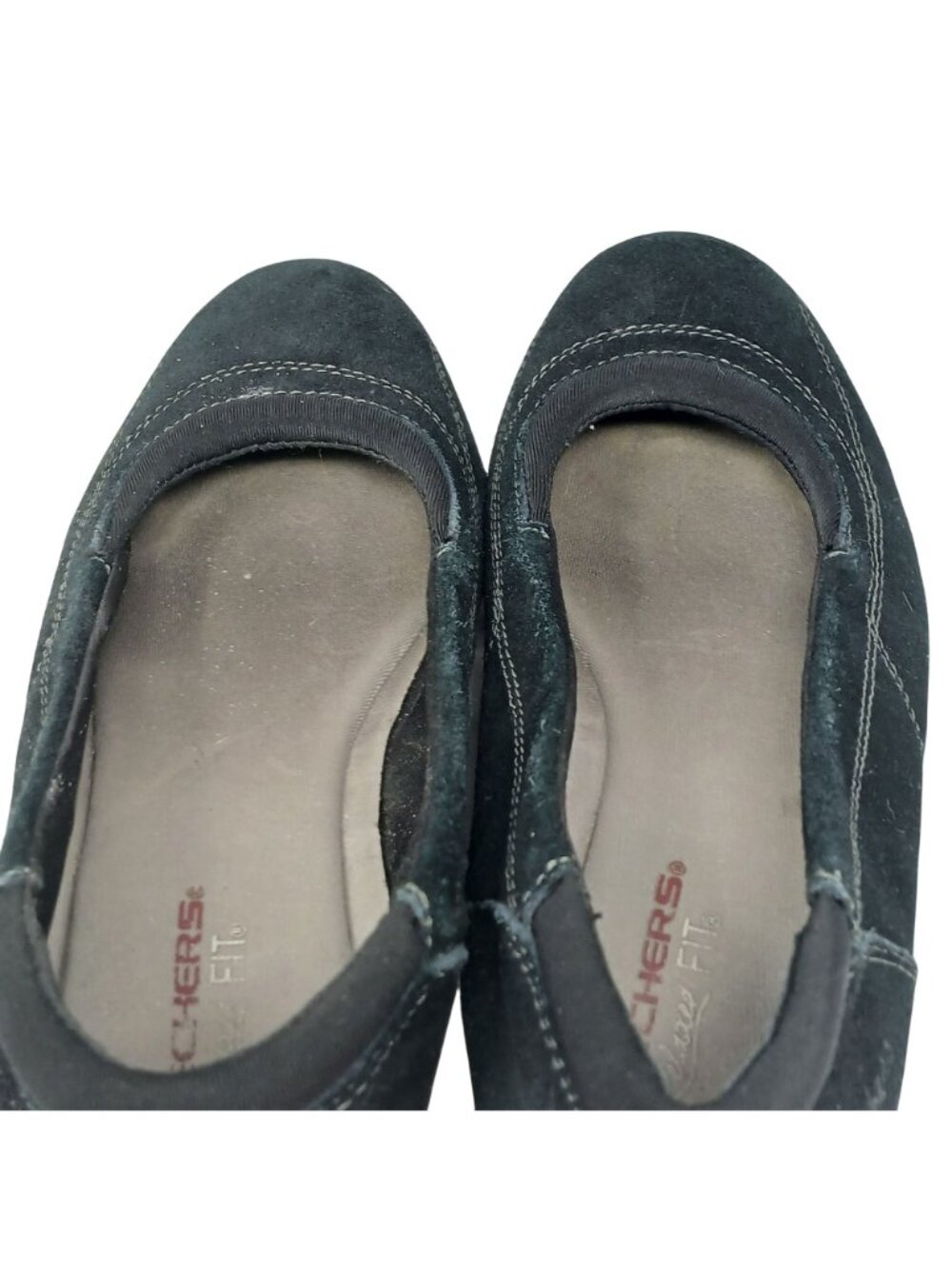 Skechers Relaxed Fit Black Suede Slip-On Womens Flats Size 9 Comfort Shoes #7-9 - Picture 7 of 13